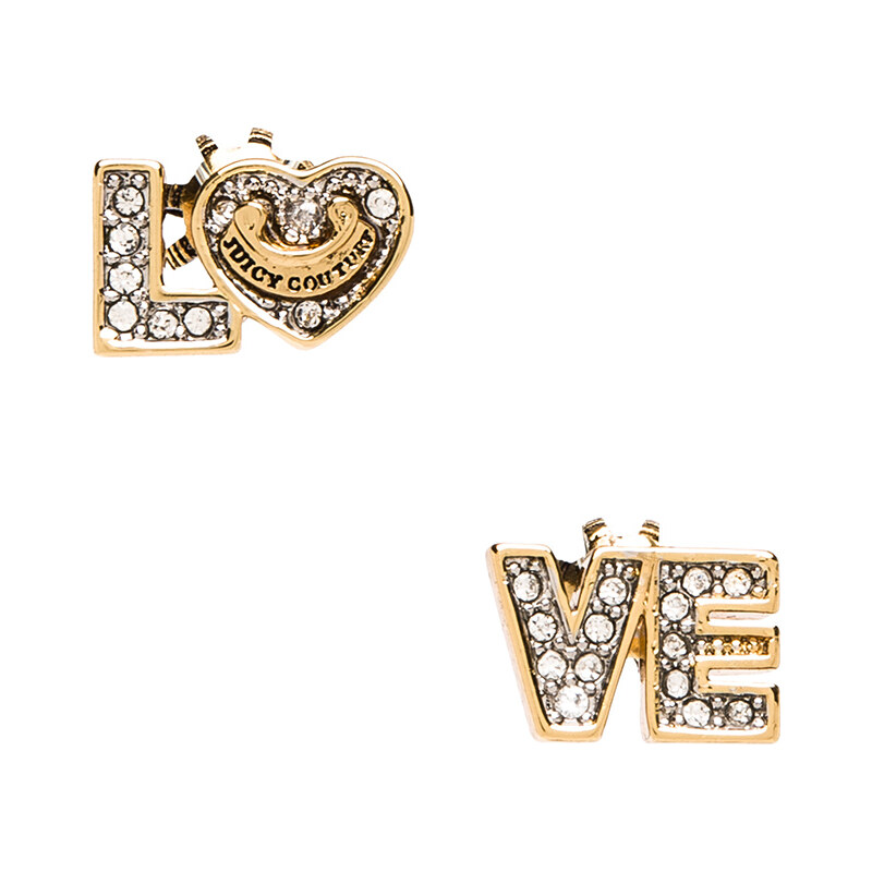 Juicy Couture Pave Love Stud Earring in Metallic Gold