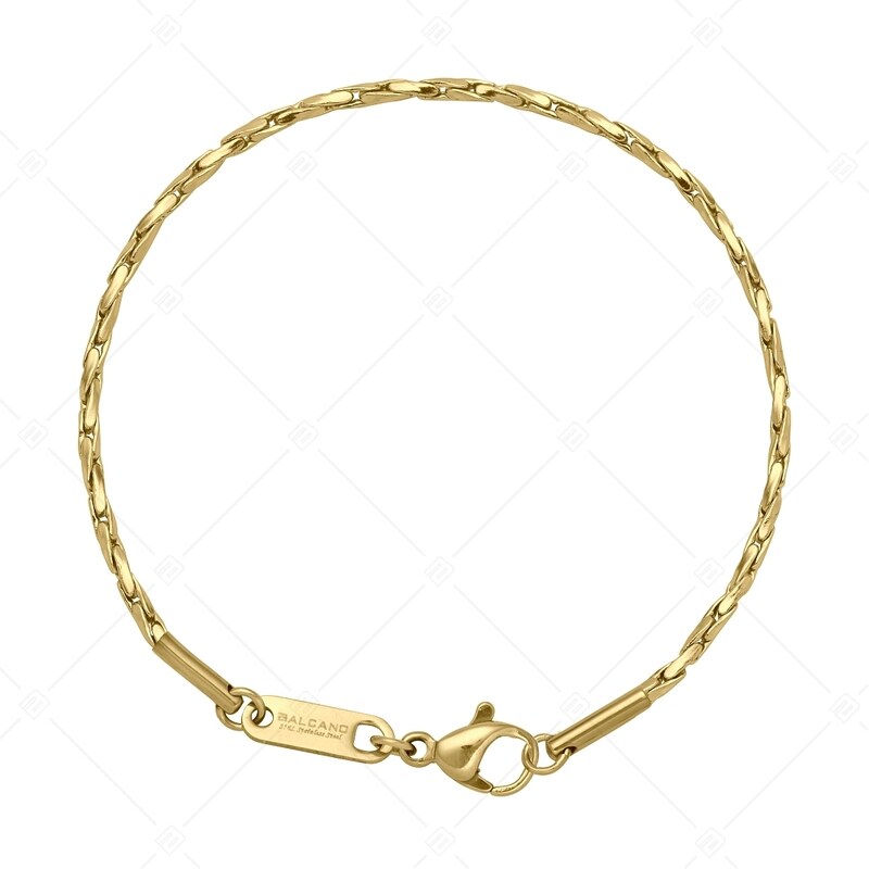 BALCANO - Twisted Cobra / Edelstahl Gerdrehte Kobrakette-Armband mit 18K Gold Beschichtung - 1,8 mm