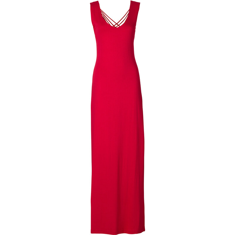 RAINBOW Maxi-Kleid ohne Ärmel in rot (V-Ausschnitt) von bonprix