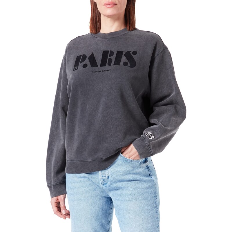 HUGO Damen Demorola 2 Sweatshirt aus Baumwoll-Terry mit Love-Logos Schwarz XL