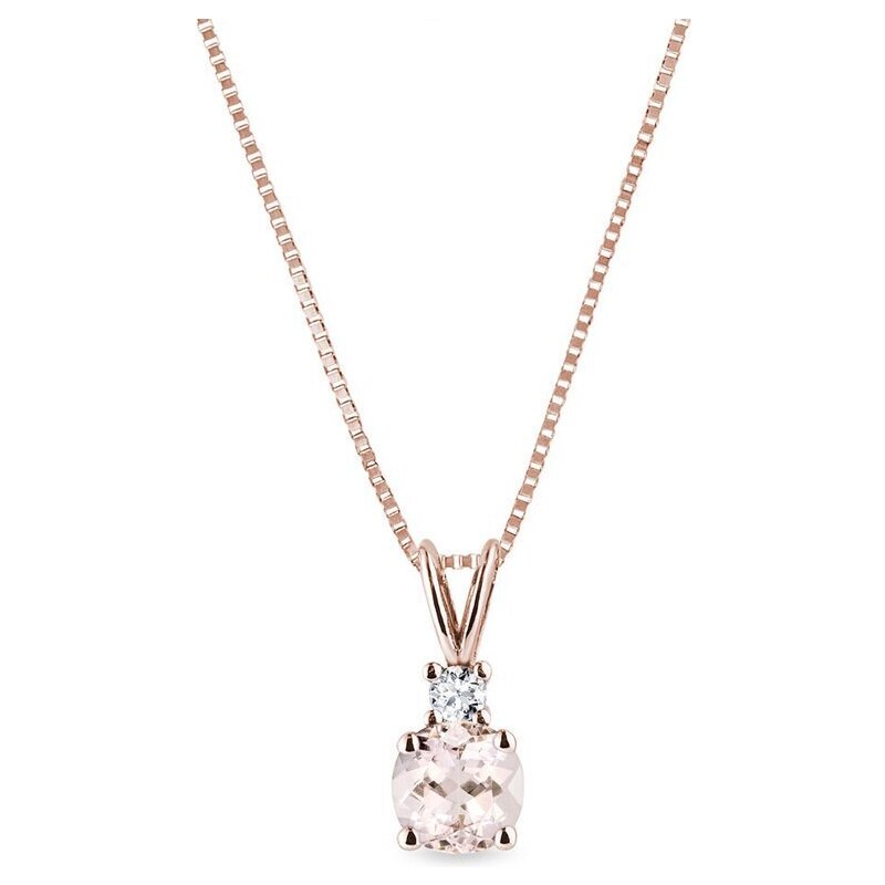 Morganit und Diamant Halskette aus 14kt Roségold KLENOTA K0459084