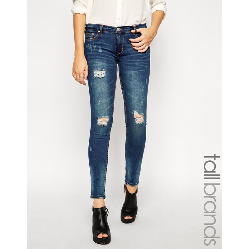 Glamorous - Tall - Enge Jeans im Used-Look - Blau