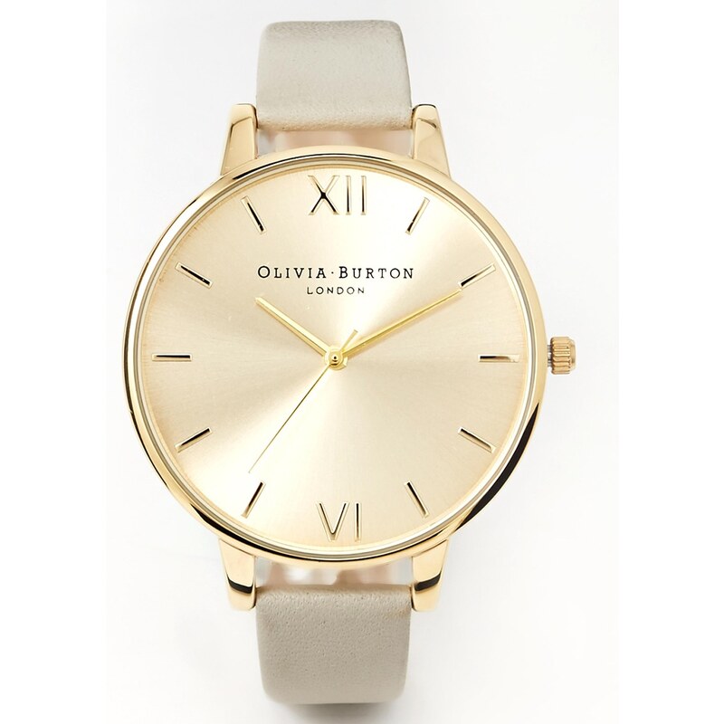 Olivia Burton - Armbanduhr in Gold und Grau mit großem Zifferblatt - Grau