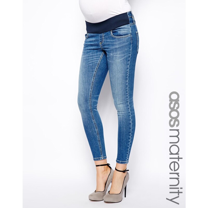 ASOS Maternity Exclusive Luxe Jean Ankle Grazer In Blue Wash
