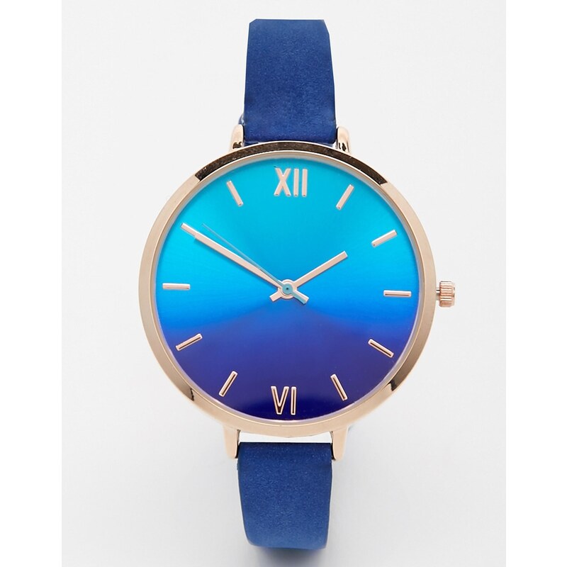 ASOS - Uhr mit großem Zifferblatt mit Ombré-Effekt - Blau