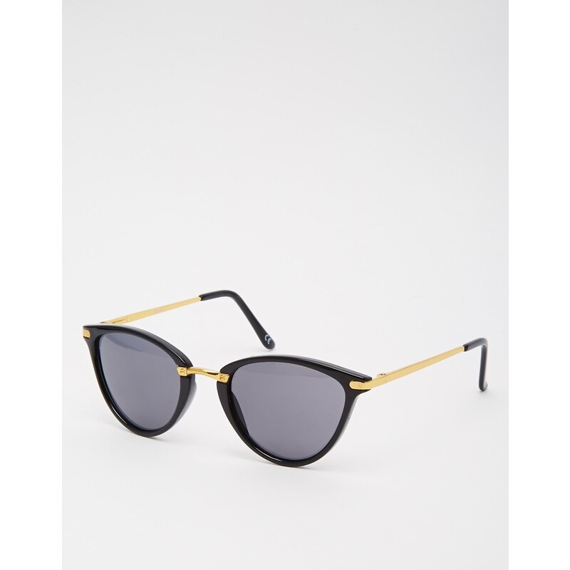 ASOS - Ovale Sonnenbrille mit Katzenaugen und Metall-Nasenbügel - Schwarz