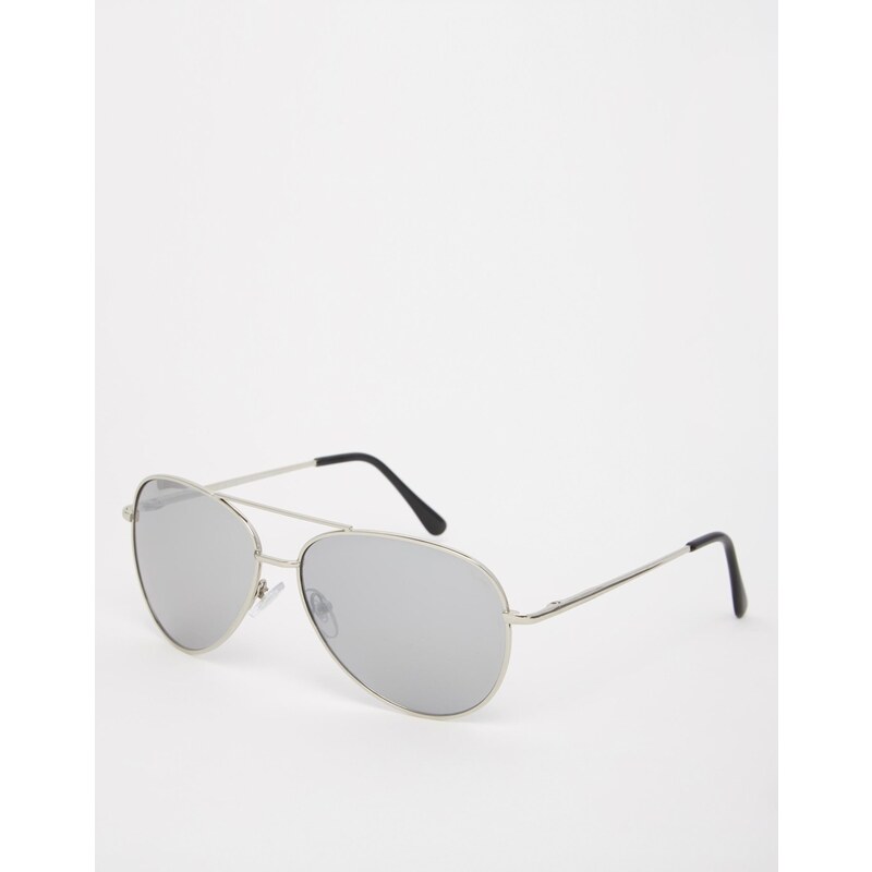 ASOS - Silberfarbene Pilotensonnenbrille mit verspiegelten Gläsern