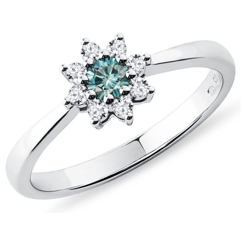 Verlobungsring aus Weißgold mit blauem Diamanten KLENOTA K0240042