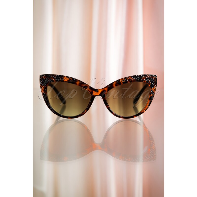 Sunshine Diva 50s Diamond Cat Eye Sunglasses in Brown