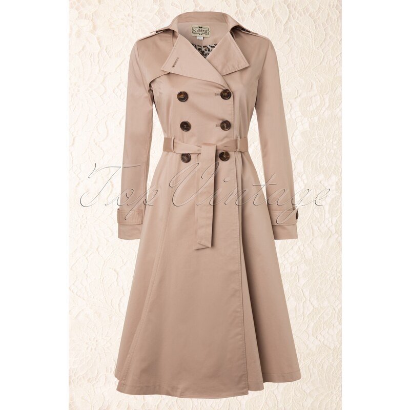 Collectif Clothing Dietrich Swing Trench Coat in Beige