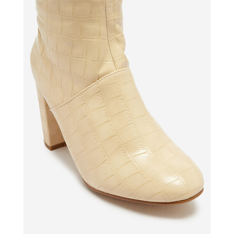 Poti Pati Damen Stiletto-Stiefel mit Prägung in Beige Mastiu- Footwear - beige