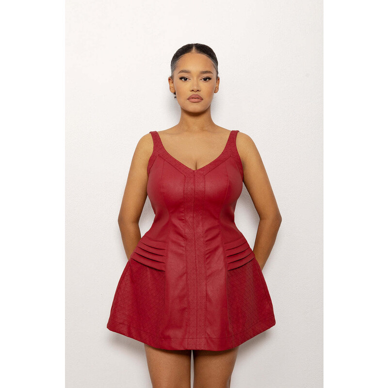 BOGOMIL “Christine” Leather Mini-Dress with a V-neckline