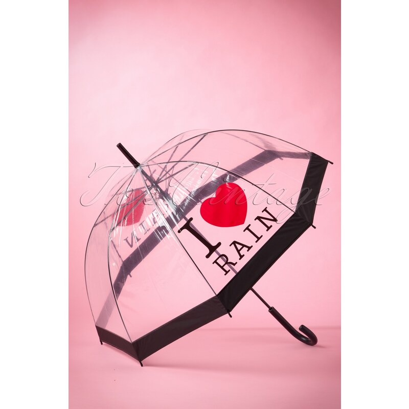So Rainy 50s I love Rain Transparent Dome Umbrella