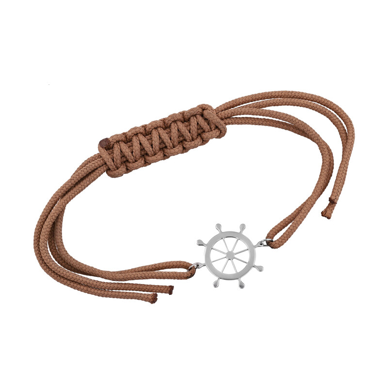 Eppi Goldenes String-Armband für Herren mit einem Steuerrad Rudder