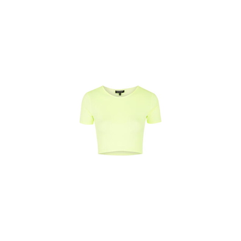 Topshop Kurzes, breit geripptes T-Shirt aus Baumwolle - Neongelb