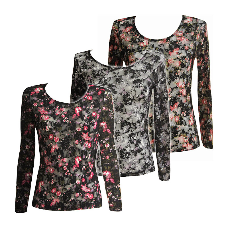Lesara Damen-Shirt mit Blumen-Muster - Flieder - S-M