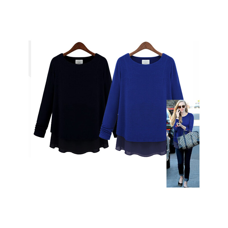 Lesara 2-in-1 Damen-Shirt mit Chiffon - Blau - S