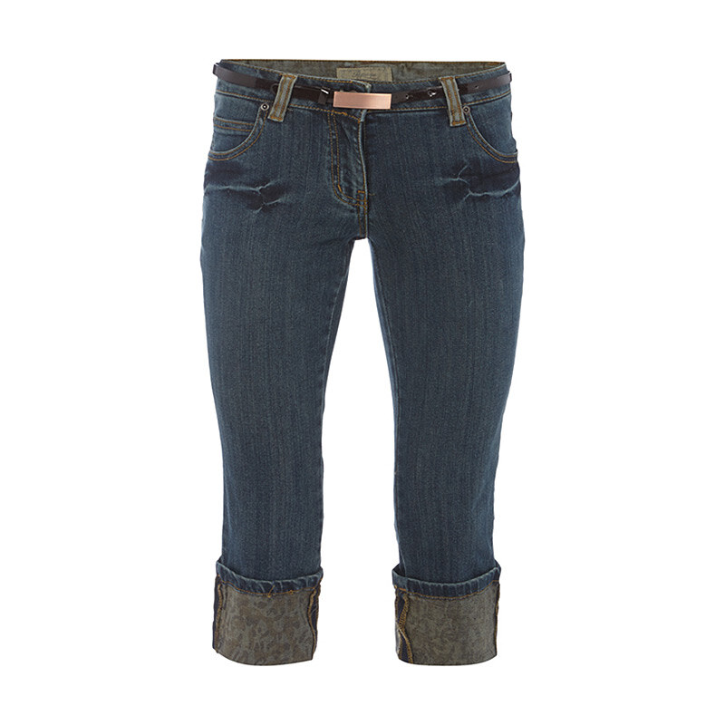 Lesara Capri-Jeans mit Gürtel - Blau - 38