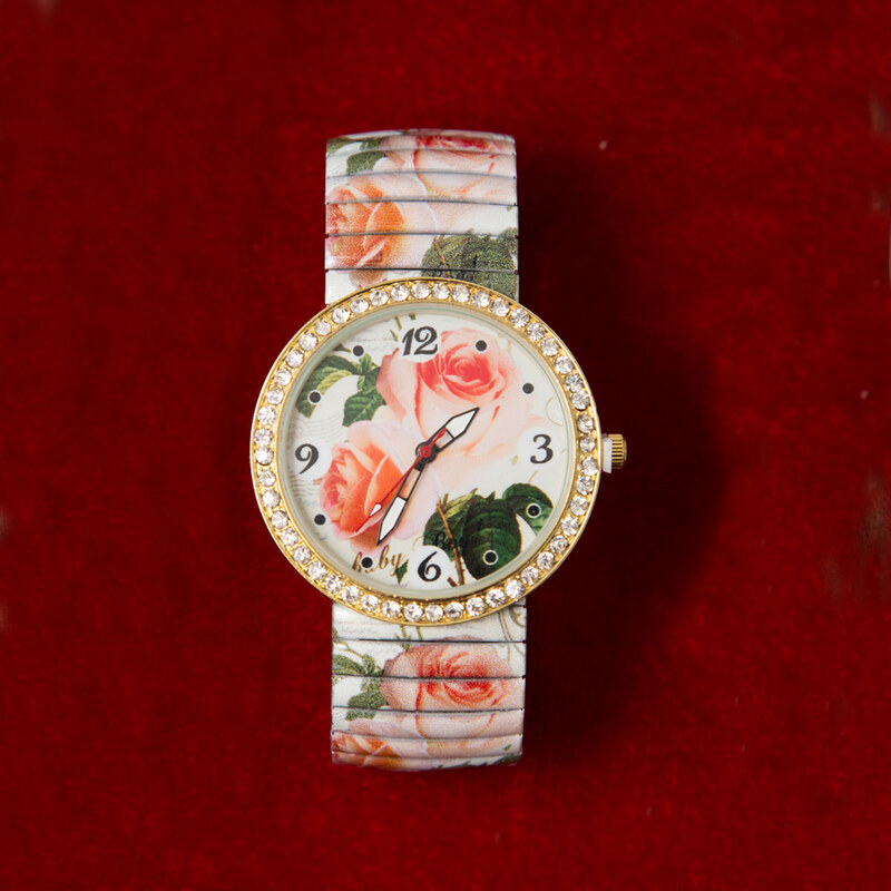Lesara Damen-Armbanduhr mit Rosenmuster