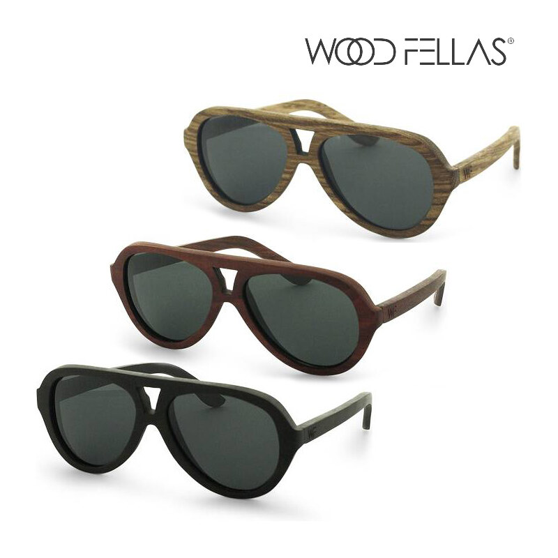 Wood Fellas Piloten-Sonnenbrille aus Holz - Ebony