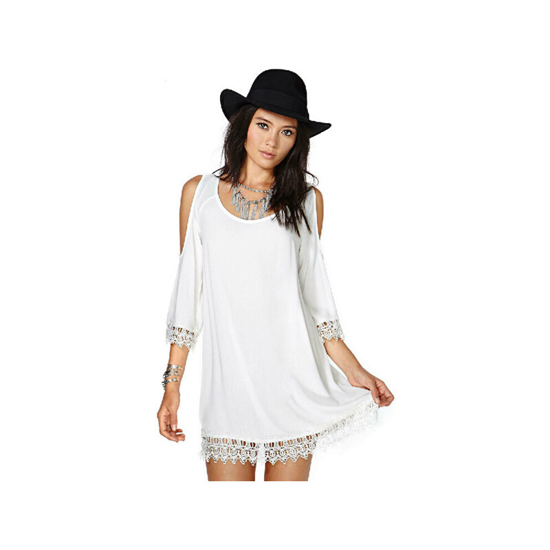 Lesara Sommerkleid im Hippie-Look - Weiß - S