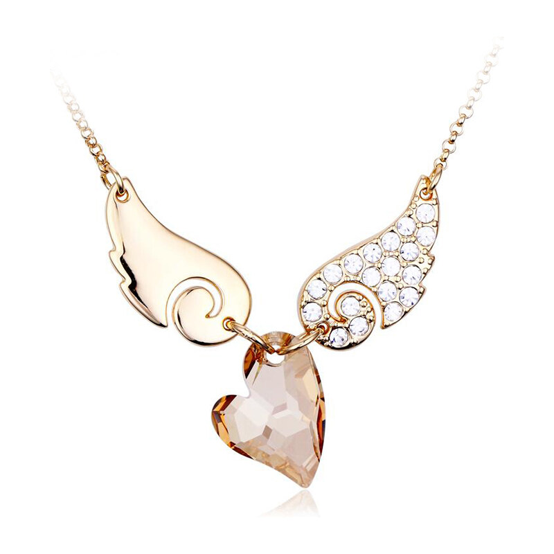 Halskette mit Swarovski Elements Flügelherz - Gold