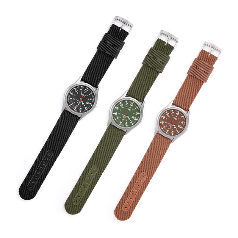 Lesara Militär-Uhr mit Stoffband - Grün