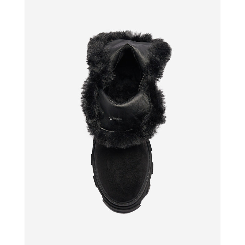 Bella Paris Schwarze Damenstiefel aus Öko-Wildleder mit Kette Videric - Footwear - schwarz