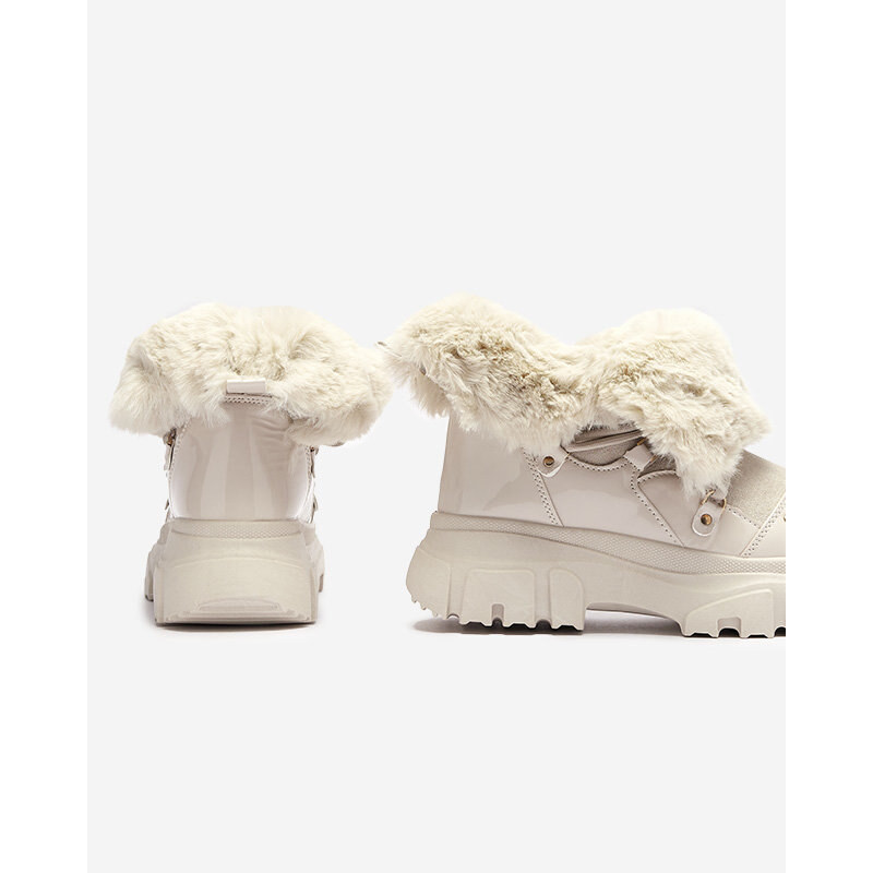 MSMG Beige Damen-Schneestiefel zum Schnüren Fentes- Footwear - beige