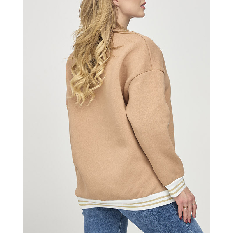 Made in Italy Isoliertes Damen-Sweatshirt in Hellbraun- Kleidung - Hellbraun || braun