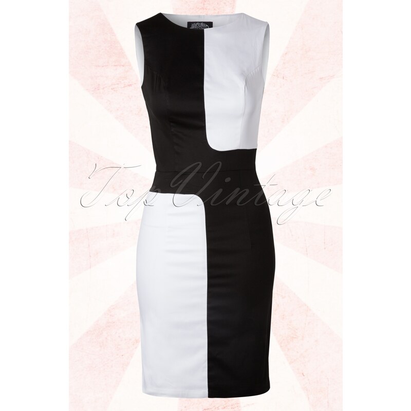 Hearts & Roses 60s Blanc & Noir Color Block Mini Dress