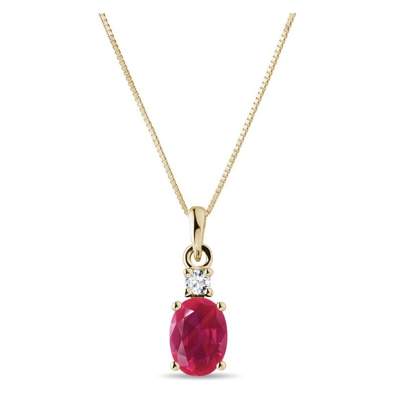 Halskette mit Rubin und Diamant in Gelbgold KLENOTA N0361703
