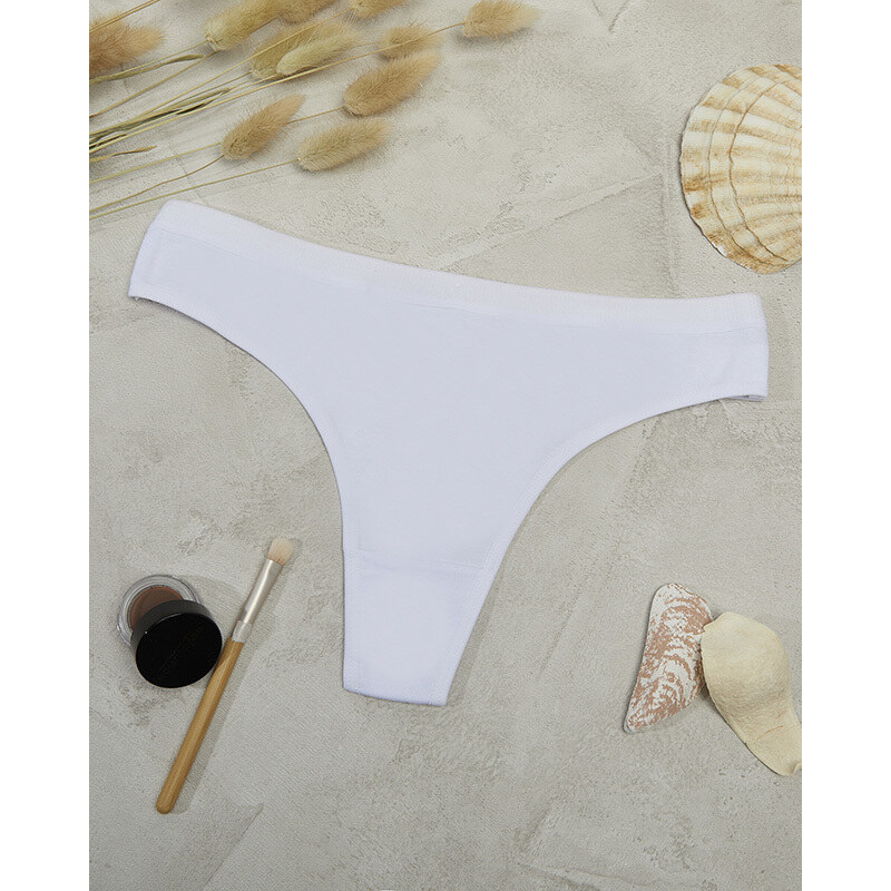 MEDOOSI Einfarbiger Damen-String aus weißer Baumwolle PLUS SIZE - Unterwäsche - weiß