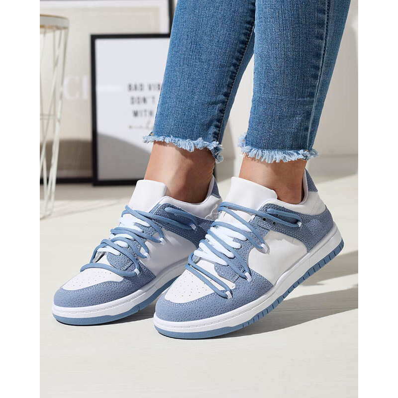 marka niezdefiniowana Sportliche Damen-Sneakers in Weiß und Blau Riloxi - Footwear - blue || weiß