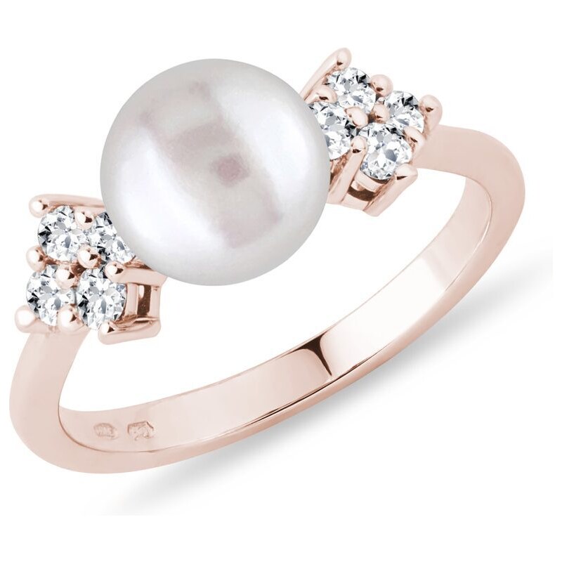 Perlenring mit Diamanten in 14k Roségold KLENOTA R6046004