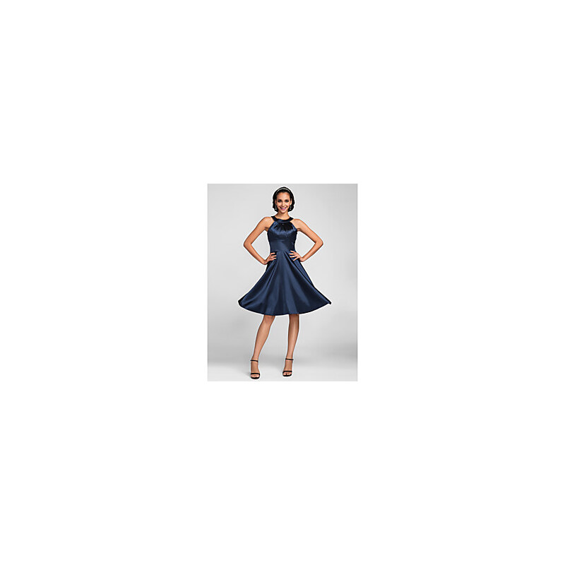 LightInTheBox A-line Jewel Knee-length Stretch Satin Bridesmaid Dress (663659)
