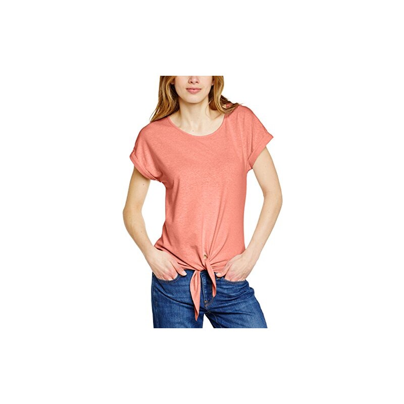 ESPRIT Damen T-Shirt mit Spitze, Einfarbig
