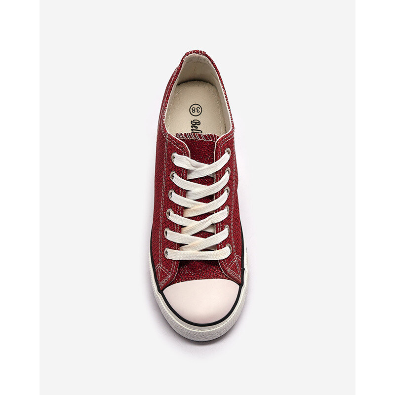 Bella Comoda Rote Damen-Sneakers auf einem versteckten Anker mit glänzendem Faden Seggat- Footwear - rot