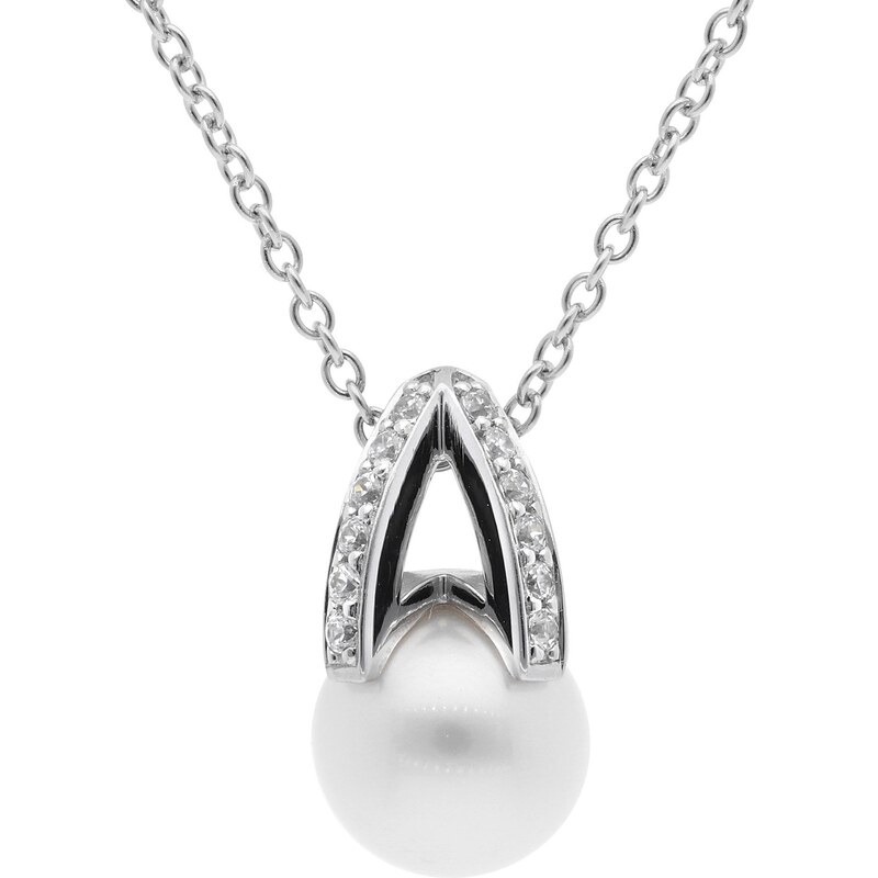 trendor Damen Silber-Halskette mit Perle 15141