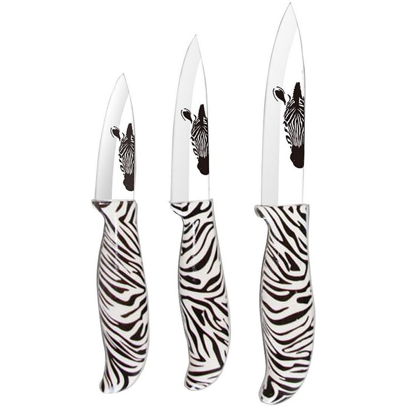 BELLA CUCINA Keramikmesser-Set, 3-teilig, Zebra-Design