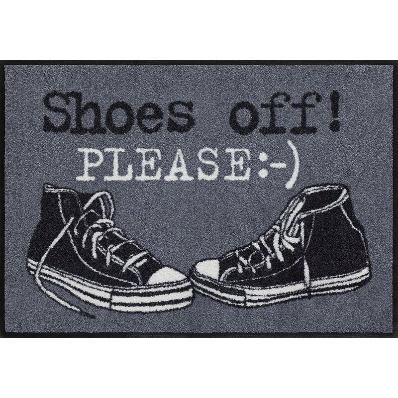 Fußmatte, Salonloewe, »Shoes off please«, waschbar, In- und Outdoor mit rutschhemmender Beschichtung