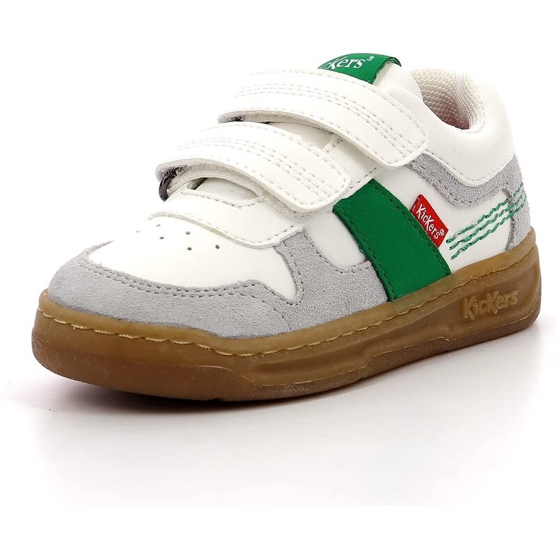 KICKERS Jungen Unisex Kinder KALIDO Sneaker, Blanc GRIS VERT, 29 EU