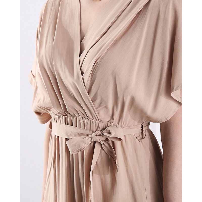 CONOS Langes Damenkleid mit Taillenband in camel - Kleidung - camel || Hellbraun || pink