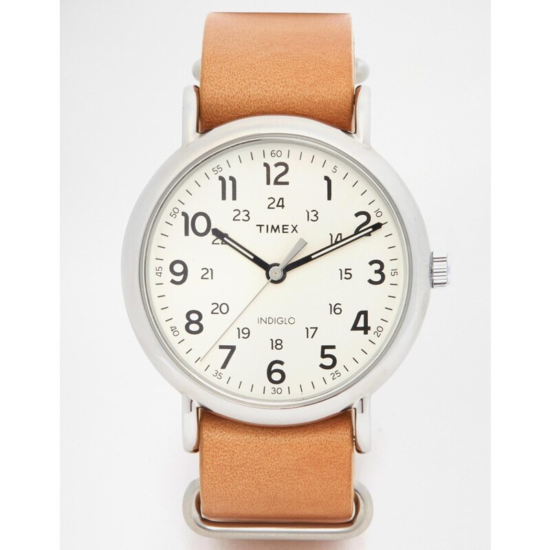 Timex - Weekender - Uhr mit Armband aus Leder, T2P492 - Braun