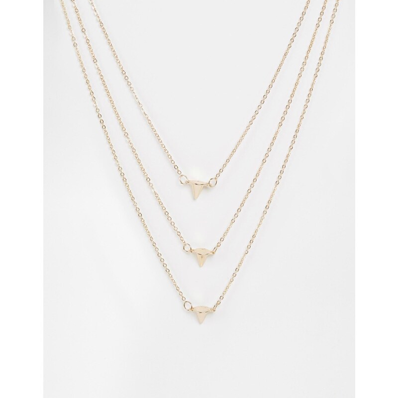 Warehouse - Mehrreihige Halskette mit Stacheln - Gold