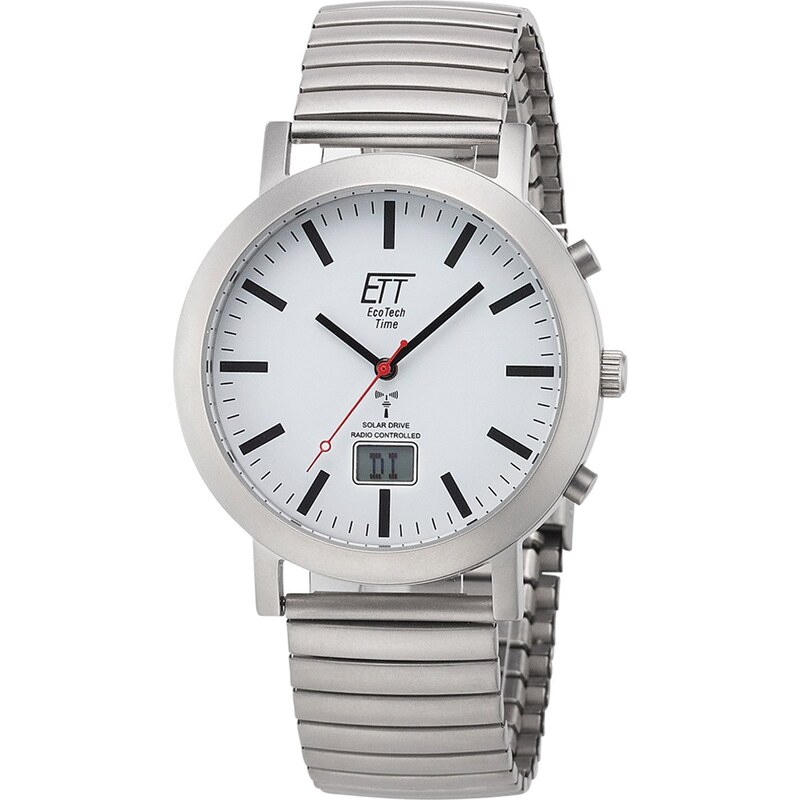 ETT Eco Tech Time Funk-Solar Herren-Armbanduhr Station Watch mit Zugband EGS-11580-11M