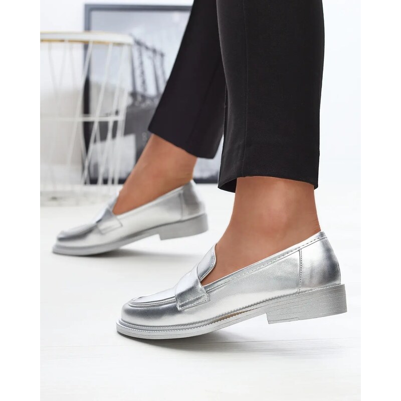 Sweet shoes Silberne Damen Mokassins aus Ökoleder Zibom- Footwear - silber