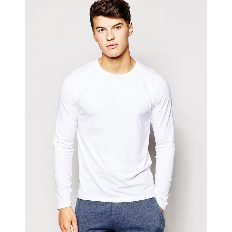 Jack & Jones - Langärmliges Shirt in regulärer Passform - Weiß