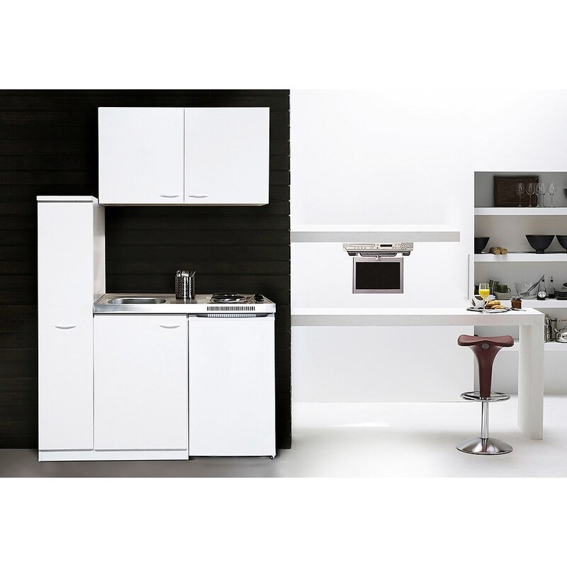 Miniküche mit Duo-Kochplattenmulde und Kühlschrank, Breite 130 cm