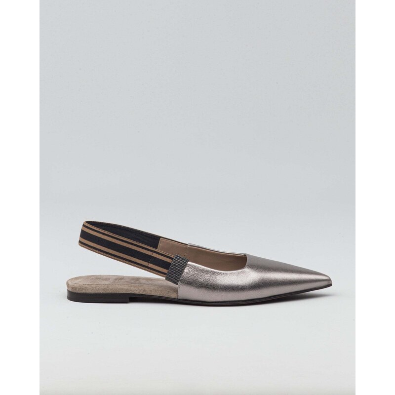 BRUNELLO CUCINELLI Chanel Flats with striped band and jewel detail